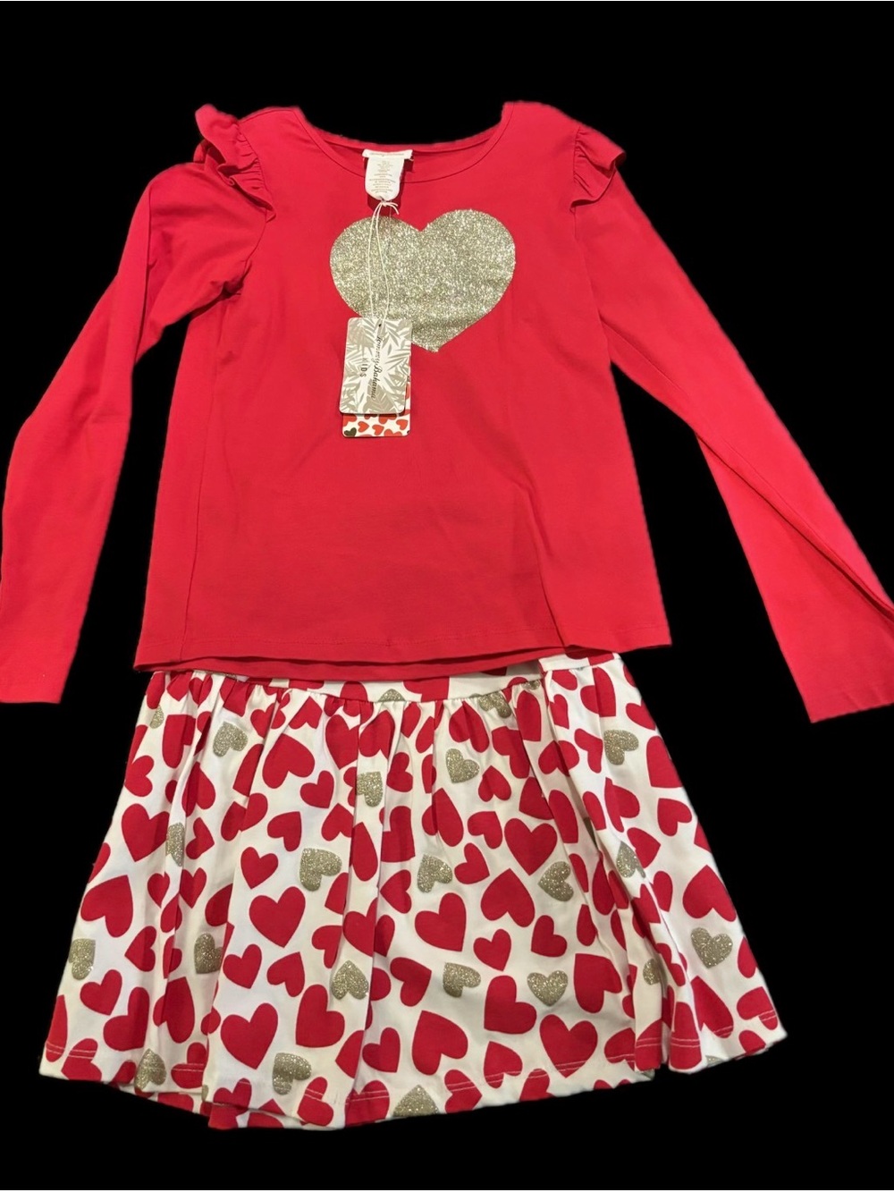 NWT Tommy Bahama Valentine Red Top with Gold Glitter Heart